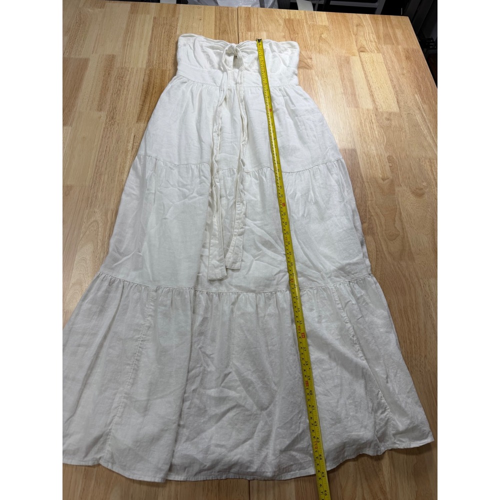 Abercrombie & Fitch White Linen Blend Halter Cutout Tiered Maxi Dress Women's M - Picture 3 of 6
